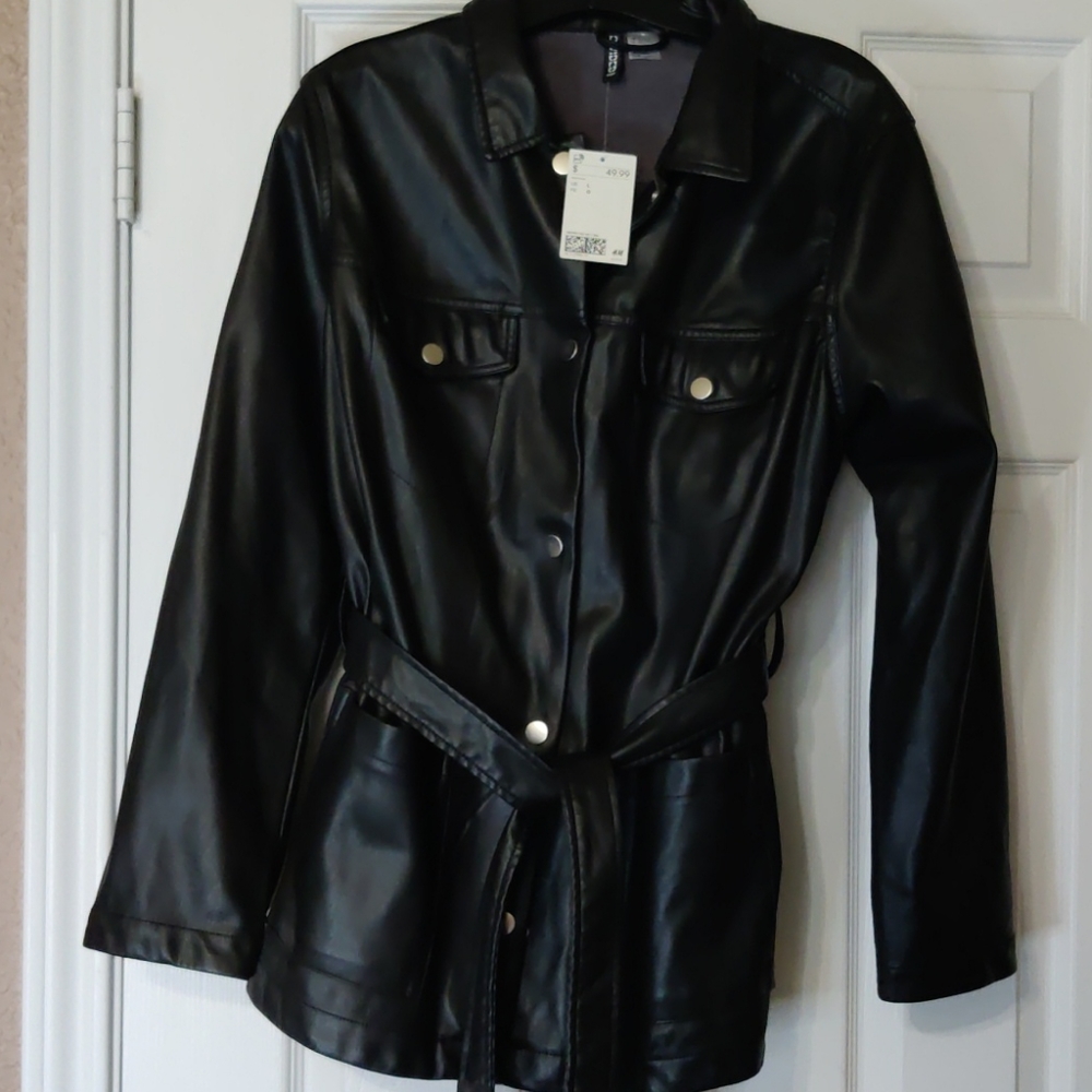 H&M Faux leather shacker (shirt-jacket)